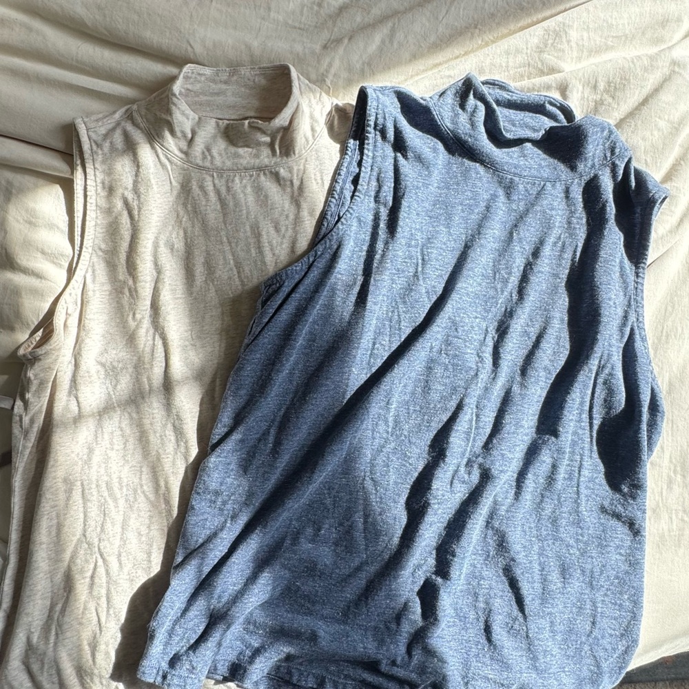 Talbots Women's Sleeveless Beige and Blue Tanks
